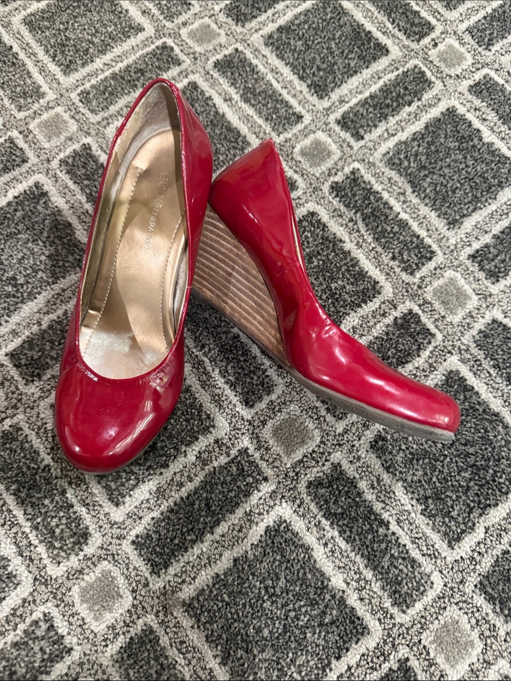 BCBG Red Patent Wedge Pumps - Women